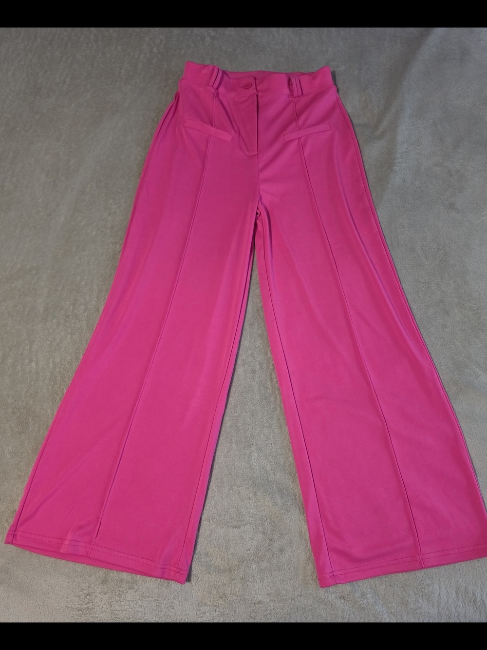 Womens Hot Pink Wide Leg Pants High Rise Stretch Dress Career Size:M